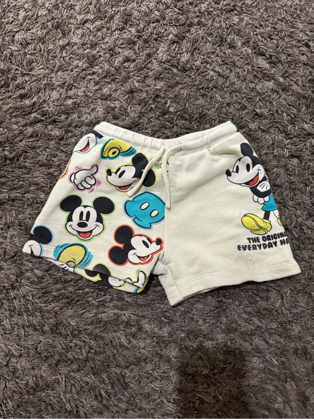 Disney Cream Kids Shorts with Multicolor Mickey Faces